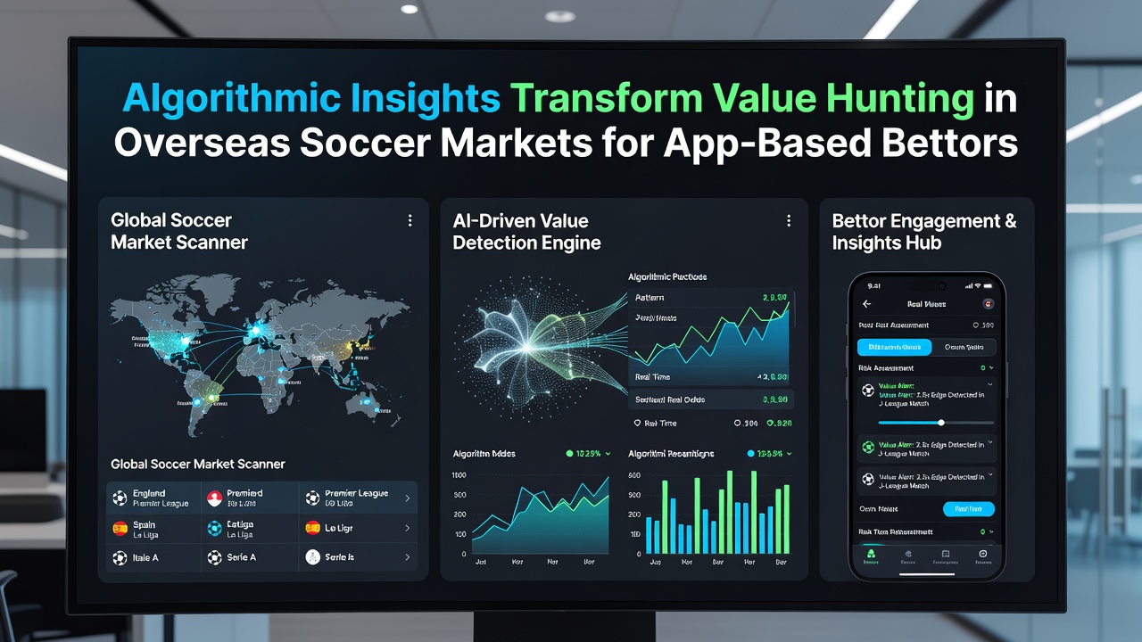 Mobile app displaying algorithmic soccer betting insights and overseas league data visualizations