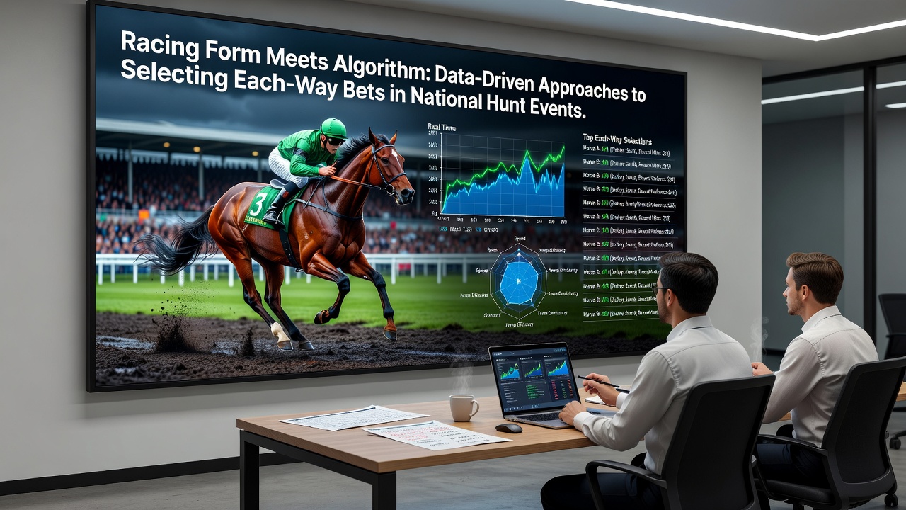 Algorithm dashboard displaying probability outputs for each-way selections in steeplechase events