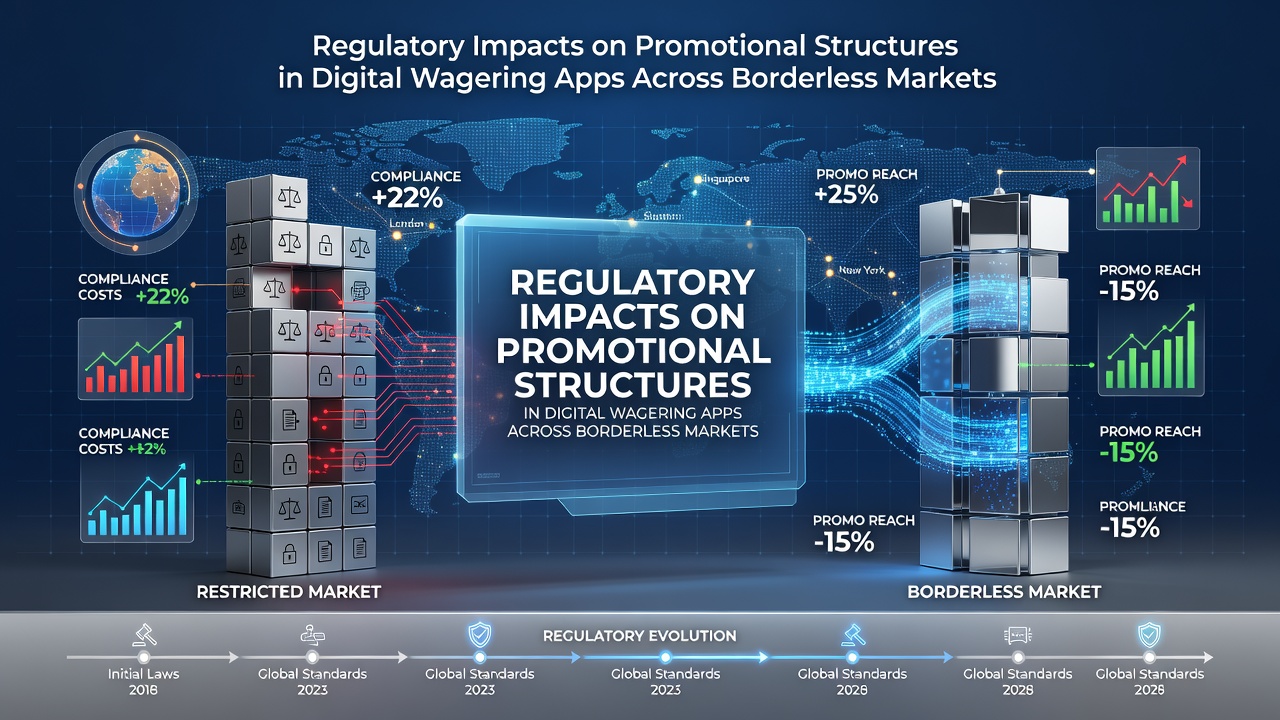 Digital wagering apps displaying various promotional banners and regulatory compliance notices across global markets