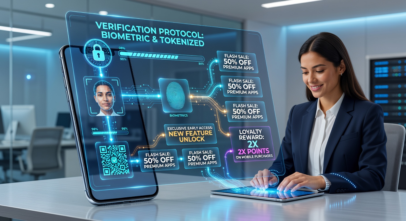 Mobile verification technology interface showing secure access to promotional offers on a smartphone screen