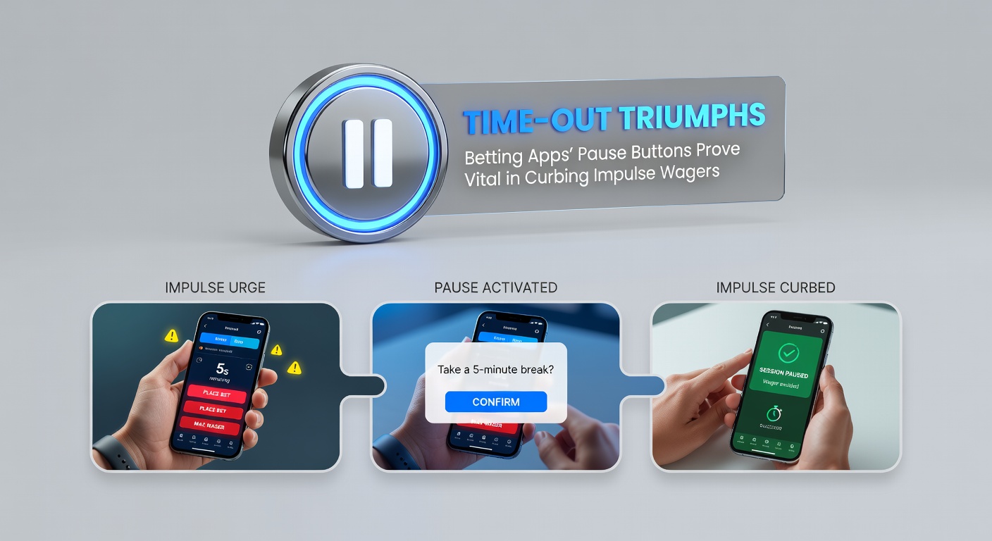 Graph illustrating a downward trend in impulse bets following time-out feature activations, with app interface elements overlaid for context